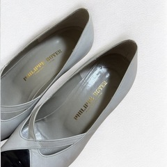 フィリップボワイエ パンプス 22cm ポインテッドトゥ フォーマル 小さめ 上品 セレモニー クロスストラップの画像