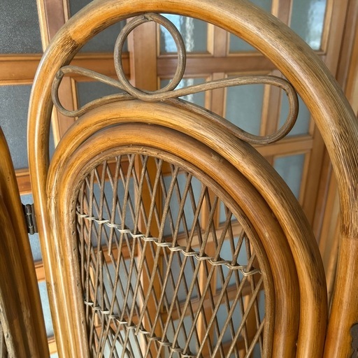 高級・NIC RATTAN】籐（ラタン）4連パーテーション 衝立 間仕切り（元