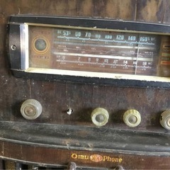 A-364△ v 岐阜発/ レトロ/ ビンテージ/ OMU PHONE/真空管ラジオ/ターンテーブル/通電不可/ツマミ1個欠品/ 現状品/ 管10k/R7.6/21 △の画像