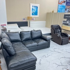 本革L字ソファの画像