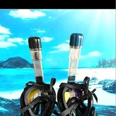 フルフェイスシュノーケルマスクダイビングマスクブラック2個セットの画像