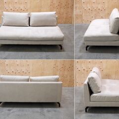 ≪yt2126ジ≫ 関家具 RELAX FORM/リラックスフォーム 2人掛けソファ GLACIERO/グラシエーロ ライトグレー系 レザーテックス？ ブランド家具/中古家具/リユースストレージ仙台 071225-22の画像