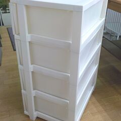 プラチェスト 幅53㎝ 4段 衣装ケース 収納チェスト タンス 引き出し収納 ホワイト 西岡店の画像