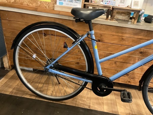 【チェーン新品！】27インチ自転車　シングルギア　水色