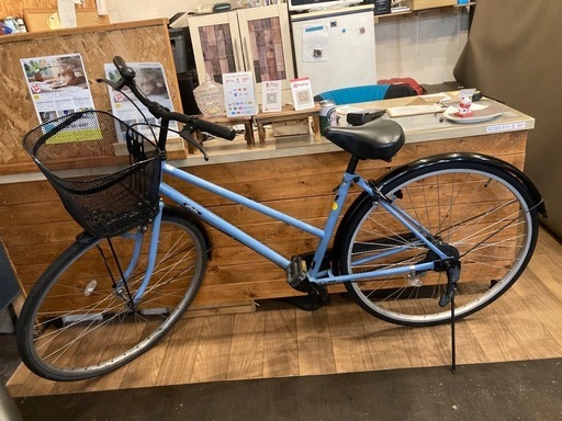 【チェーン新品！】27インチ自転車　シングルギア　水色