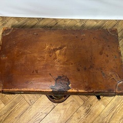 大型 アンティーク レザートランク 67cm×37cm 革 トランクバッグ トランクケース ビンテージ ヴィンテージ インテリア 特大 レトロの画像