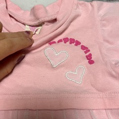 チュール　ワンピース　半袖　桃色　はあと　保育園　幼稚園の画像