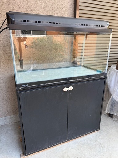 900サイズ　ガラス水槽　　アクアラックウッド900BK セット