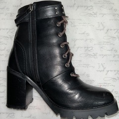 HARLEY-DAVIDSON ハーレーダビッドソン 編み上げブーツ 黒　サイドファスナーヒール高、約9センチの画像