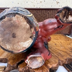 時代物 九谷焼 八幡窯 造 玉乗り獅子 良品 陶印有 縁起物 狛犬 唐獅子 和骨董 和美術 古玩 茶道具 煎茶道具 魔除け 骨董 インテリア 華道具の画像