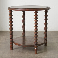 【発送の場合は即購入不可】 フランス アンティーク サイドテーブル エルム 無垢材 ラウンド 円 花台 木彫刻 カフェテーブル 飾り台 西欧 クラシック 木製 92918の画像