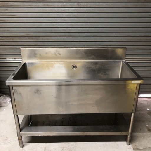 北海道旭川市直接取引限定 メーカー不明 業務用 ステンレス 1槽シンク バックガード付 1200×790×600(BG150) 厨房機