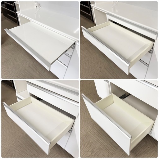 【超美品‼️】定価27万♪ 高級 松田家具 157cm幅キッチンボード 食器棚 収納家具 鏡面仕上げホワイト♪