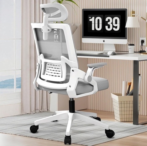 【新品未使用/定価以下】【組立不要】人間工学 デスクチェア オフィスチェア 椅子 グレー