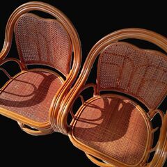 【B537】ラタン　籐　回転椅子　2客セット　現状品の画像