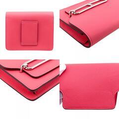 エルメス HERMES 二つ折り財布 レザー ロウリス スリムウォレット ピンクの画像