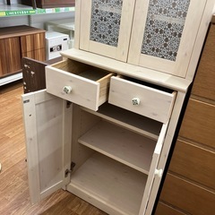 食器棚 2枚扉 アイボリーの画像