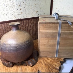 時代物 備前焼 備前市指定無形文化財 柴岡紘一 作 蕪徳利 共箱 在銘 良品 華道具 茶道具 花生 花器 和骨董 和美術 煎茶道具 酒器 花入 壷 の画像