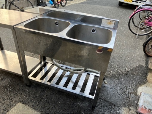 【中古】大阪引取限定 2層シンク 厨房機器 流し　【KSA1F100】