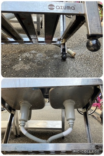 【中古】大阪引取限定 2層シンク 厨房機器 流し　【KSA1F100】