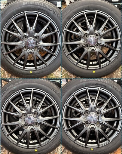 ②155/65R14新品タイヤ4本と中古ホイールとナット付き