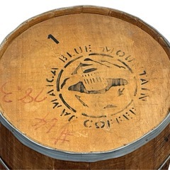 ③大型 コーヒーバレル コーヒー樽 ブルーマウンテン 実物 木製 インテリア ガーデニング ディスプレイ 店舗什器 高さ61cm ジモティ姫路の画像