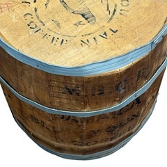 ③大型 コーヒーバレル コーヒー樽 ブルーマウンテン 実物 木製 インテリア ガーデニング ディスプレイ 店舗什器 高さ61cm ジモティ姫路の画像
