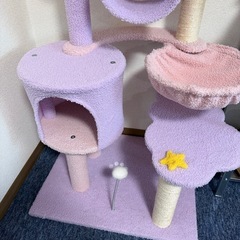 キャットタワー 雲 据え置き型 ハンモック おもちゃ付き （高さ141cm）の画像