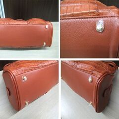 未使用 RODANIA ロダニア カイマン ハンドバッグ キャロットオレンジ クロコダイル 苫小牧西店の画像