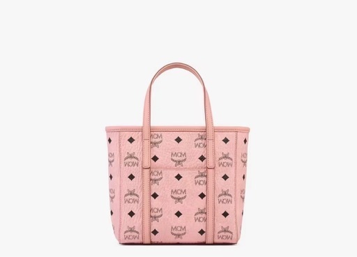 MCM ピンク ロゴプリント バッグ　Toni トップジップ ショッパーバッグ