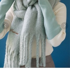 Kastane 刺繍フリンジマフラー サックスブルーの画像