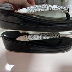 成人式　草履　黒　ブラック　厚底の画像