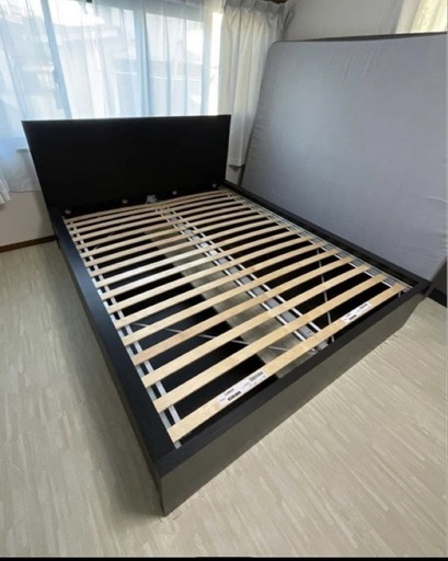 2月1日迄 分解済み 送料別  IKEA クイーンサイズベッド&マットレス（収納ボックス4個付き） 値引限度