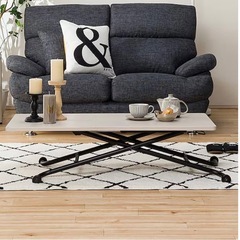 ニトリ　昇降センターテーブル (ライザN WW/BK）の画像