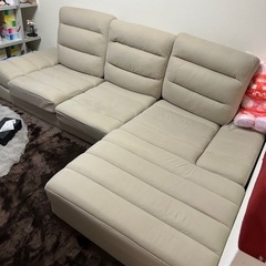 L字カウチソファ（ホワイト／アイボリー系）の画像