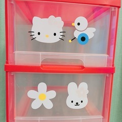 レトロ キティ 収納ケース 引き出し 4段 チェスト 当時物の画像