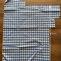 シーチング生地はぎれ　青色ギンガムチェックの画像