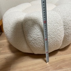 韓国風もこもこ丸型オットマン／スツール（ホワイト系）の画像