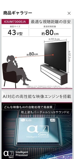 LG 43インチ4K 液晶テレビ
