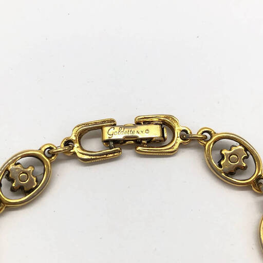 ss8280　ゴルデット ブレスレット ゴールドカラー Goldette N.Y. 金×白 ムーンストーン？ ヴィンテージ アクセサリー レトロ アクセ ゴルデッド ジュエリー 中古