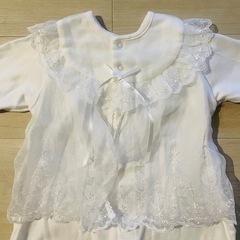【美品】ホワイト ベビードレス レース付 50〜70cm お宮参り 誕生日の画像