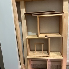 スキマ収納　国産木の棚の画像