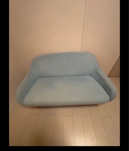 Francfranc フランフラン ソファ 2人掛け 青 ブルー 中古品