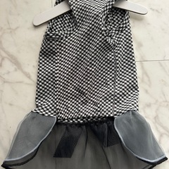 犬服 白黒チェック フリルレースの画像