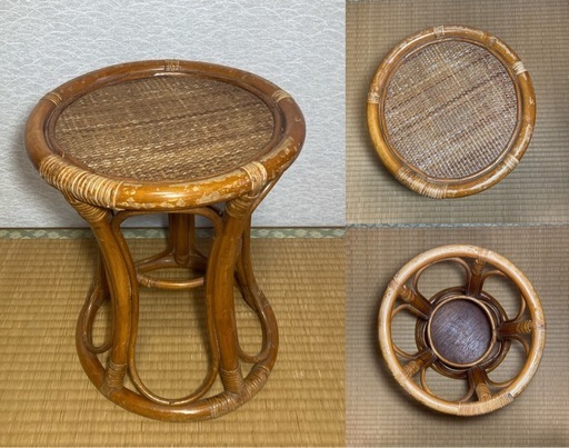 ラタン ドレッサー 鏡台 レトロ 椅子付き (ueppy) 首里のドレッサーの