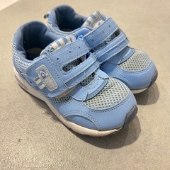 【無料あげます】ムーンスター キッズシューズ 18.5cm 【moonSTAR carrot 】水色 中古 子供用スニーカーの画像