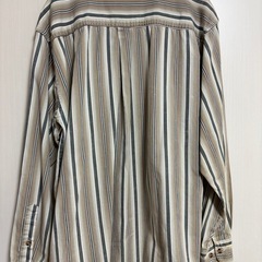 true ノーカラーシャツ　ストライプの画像