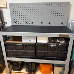 アストロプロダクツ スチールワークベンチ グレー | 作業台 作業スペース 有孔ボード ガレージ 収納 アイアン スチールの画像