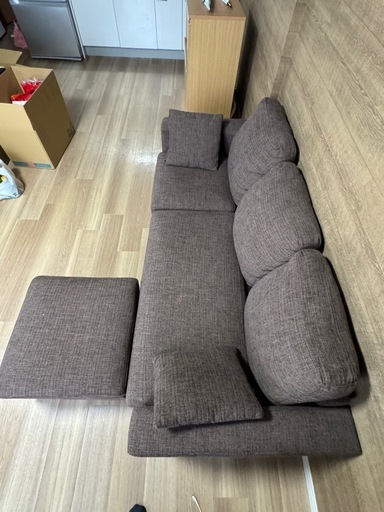 ⚫︎3人掛けソファー(別れます)茶色で使用期間1年半位、オットマン付き⚫︎ ソファ 3人掛け「ブレシア」幅195cm 半革#M-07 トープ色 | 【公式