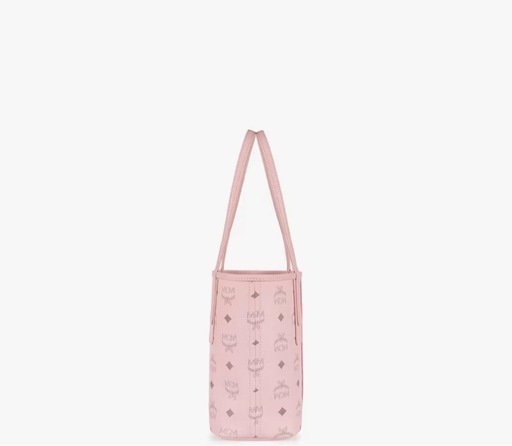MCM ピンクトートバッグチェック柄　お揃いのポーチ付き